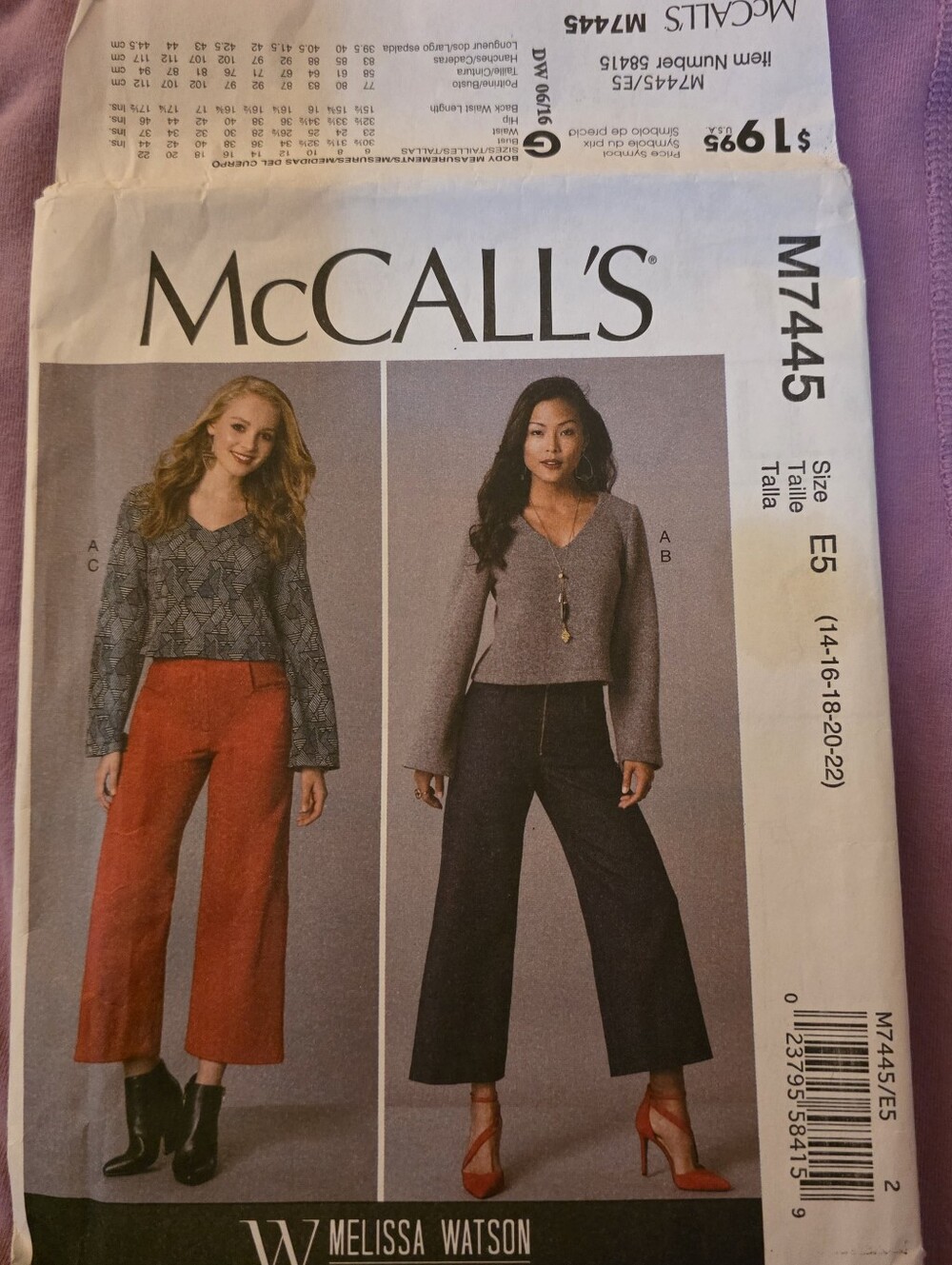 McCall's Women's Melissa Watson Wide-Leg Pants And Top Sewing Pattern